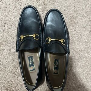Gucci Black Leather Horsebit Slip-On Loafers